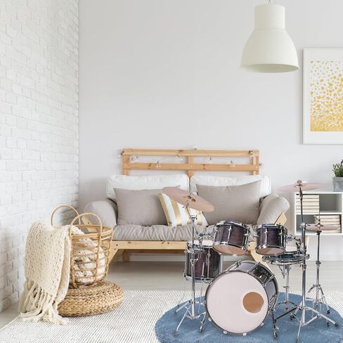 Anti-Skid Acoustic Drum Mat 1.2m Diameter Soundproof Cushion Pad for Jazz Drum Set with Insulation and Noise Reduction, Non-Slip Round Grey Rug for Musical Instruments in Kuwait