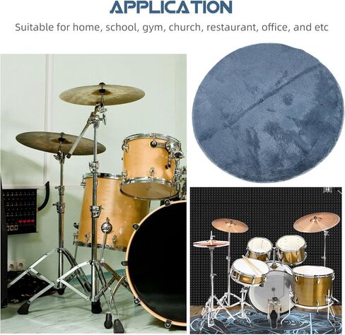 Anti-Skid Acoustic Drum Mat 1.2m Diameter Soundproof Cushion Pad for Jazz Drum Set with Insulation and Noise Reduction, Non-Slip Round Grey Rug for Musical Instruments in Kuwait