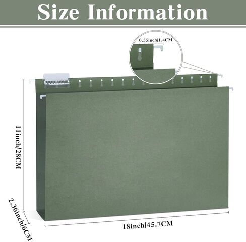 gisgfim 25 Pack Reinforced 11x17 Hanging File Folders 1/5 Cut Heavy Duty Hanging File Folders with Plastic Tabs & Label Cards Expanding Hangers File Organizer for Drawing Engineering Document (Green) in Kuwait