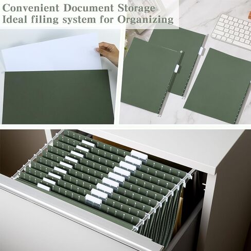gisgfim 25 Pack Reinforced 11x17 Hanging File Folders 1/5 Cut Heavy Duty Hanging File Folders with Plastic Tabs & Label Cards Expanding Hangers File Organizer for Drawing Engineering Document (Green) in Kuwait