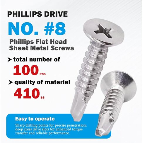205Pcs #8 Self Tapping Screws Assortment Kit, 410 Stainless Steel Self Drilling Sheet Metal Screws, 5 Sizes (1/2", 5/8", 3/4", 1", 1-1/2") for Drywall and Wood in Saudi Arabia