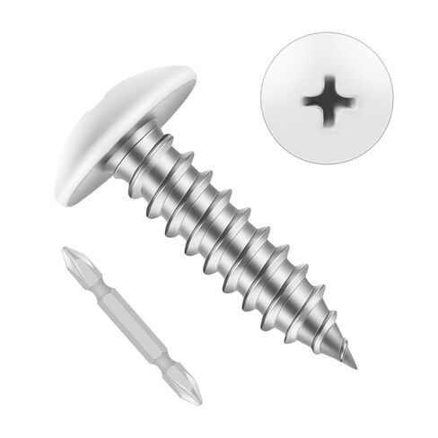 100 PCS #6 x 1/2" Wood Screws, Alloy Steel Truss Head Self Tapping Screws, White Head, Full Thread, Screwdriver Bit Included in Kuwait