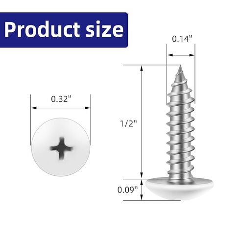 100 PCS #6 x 1/2" Wood Screws, Alloy Steel Truss Head Self Tapping Screws, White Head, Full Thread, Screwdriver Bit Included in Kuwait