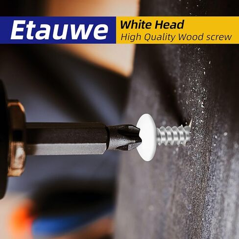 100 PCS #6 x 1/2" Wood Screws, Alloy Steel Truss Head Self Tapping Screws, White Head, Full Thread, Screwdriver Bit Included in Kuwait