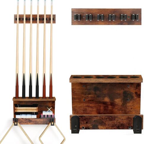 حامل عصا حمام السباحة، حامل عصا البلياردو، ملحقات حامل عصا البلياردو، حامل عصا حامل لـ 6 أعواد تخزين، منظم معدات طاولة البلياردو، بني in Kuwait