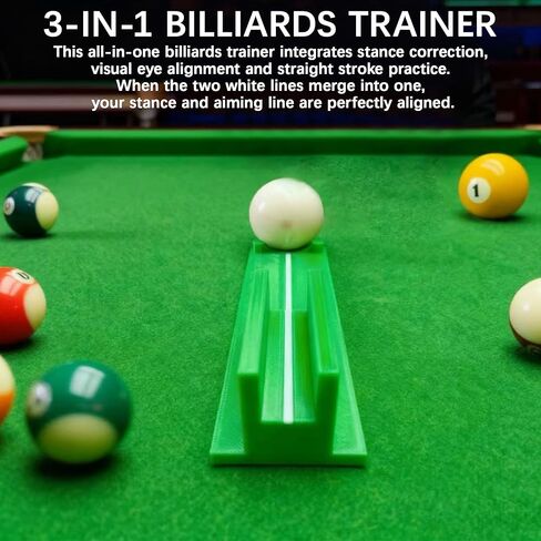 Billiards Stroke Trainer - Aiming Practice Cue Straight Exerciser for Stance Eye Line Stroke Correction, Durable Resin Pool Training Aid Compatible with Pool Snooker etc. (Black) in Saudi Arabia