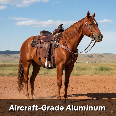 2 Pack Aluminum Horse Stirrups with Anti-Slip Rubber Pad & Cowhide Top – Lightweight Western Riding Stirrups for Secure Comfort Riding & Training in Kuwait