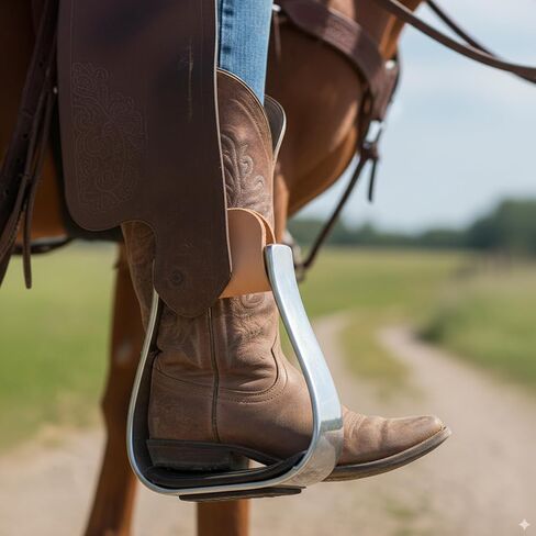 2 Pack Aluminum Horse Stirrups with Anti-Slip Rubber Pad & Cowhide Top – Lightweight Western Riding Stirrups for Secure Comfort Riding & Training in Kuwait