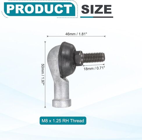 uxcell 2 Pcs SQ8 Ball Joint Rod End Bearing, M8x1.25 Right Hand Thread, Angle Ball Joint Bearing for Automotive in Saudi Arabia