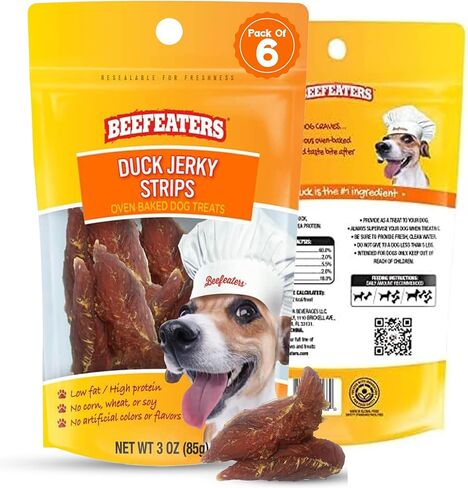 Beefaters Duck jerky Strips Treat ، 1.58 أوقية ، حالة 12 ، بني in Kuwait