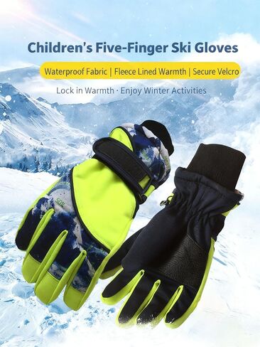 Kids-Waterproof-Ski-Gloves - Boys-Girls Winter-Snow-Glove Thickening Warm Windproof Cold-Weather Mittens for Snowboard Sledding Kids Outdoor in Saudi Arabia