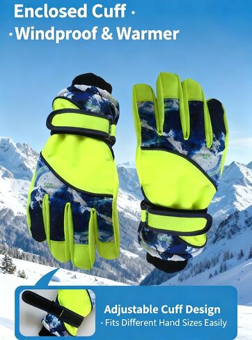 Kids-Waterproof-Ski-Gloves - Boys-Girls Winter-Snow-Glove Thickening Warm Windproof Cold-Weather Mittens for Snowboard Sledding Kids Outdoor in Saudi Arabia