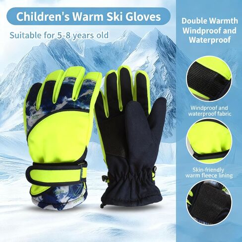 Kids-Waterproof-Ski-Gloves - Boys-Girls Winter-Snow-Glove Thickening Warm Windproof Cold-Weather Mittens for Snowboard Sledding Kids Outdoor in Saudi Arabia