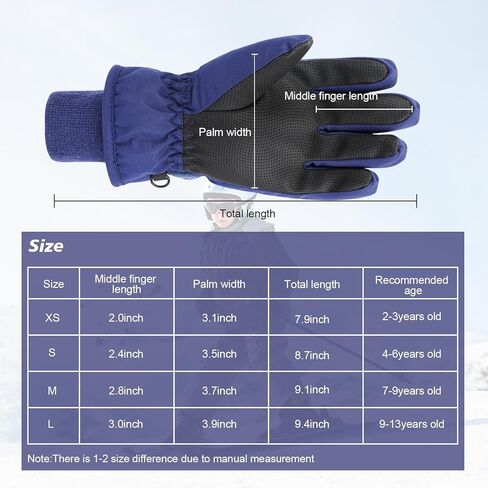 Kids Ski Gloves, Winter Warm Windproof Snow Mittens Girls Boys Cold Weather Gloves for 2~13 Years Old Kids Sledding Snowboard Skating Cycling Running and Outdoor Activities in Saudi Arabia