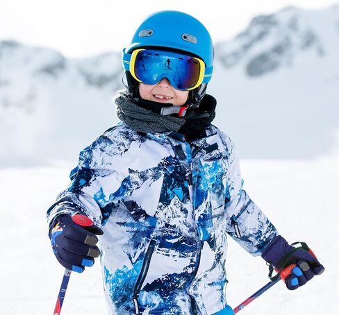Kids Ski Gloves, Winter Warm Windproof Snow Mittens Girls Boys Cold Weather Gloves for 2~13 Years Old Kids Sledding Snowboard Skating Cycling Running and Outdoor Activities in Saudi Arabia