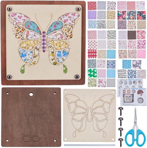 INFUNLY DIY Bee Fabric Wood Art Kit 6.7"×6.7" Insect Walnut Art Kit with Quilting Fabric Bee Wooden Craft Kits with Instructions Hmade Poke-in Art Kits for Crafts Birthday Gifts in Saudi Arabia