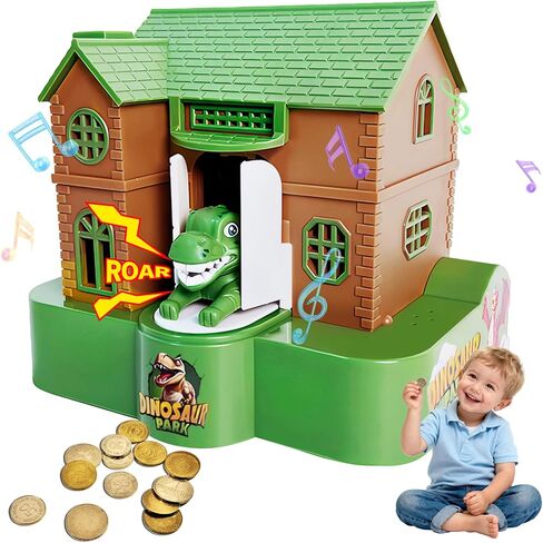Dinosaurs Piggy Bank for Kids ، Outomatic Stealing Coin Bank for Toddler Money Sacing ، صندوق التوفير غير القابل للكسر للأطفال Boys Girls Age 3 4 5 6 7 8 ، Creative Christmas Sock Stuff Gift Toy in Kuwait