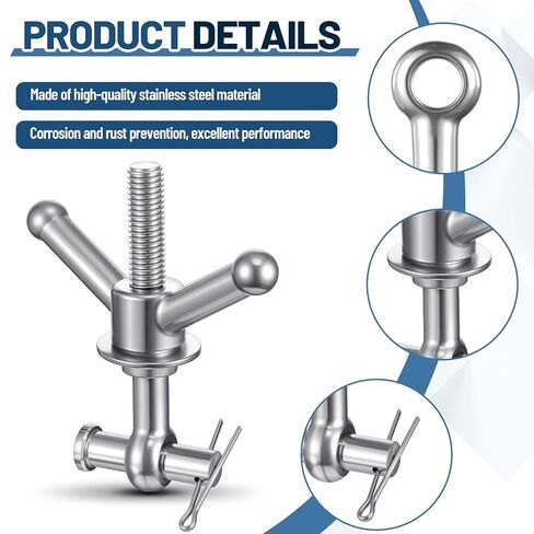 6 Pack Stainless Steel Wingnut Assembly for Manways, 5/8" Eye Bolt, 5-1/2" Long for Vacuum Tanks Pressure Vessels in Kuwait