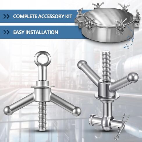 6 Pack Stainless Steel Wingnut Assembly for Manways, 5/8" Eye Bolt, 5-1/2" Long for Vacuum Tanks Pressure Vessels in Kuwait