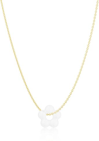 Gold Necklaces for Women, 14K Gold/Silver Plated Dainty Pearl Necklaces for Women Flower Pendant Satellite Chain Necklace Wedding Bridesmaid Jewelry Gift in Kuwait