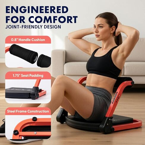 Squatz Ab Machine for Stomach Workout – Core & Sit-Up Exercise Equipment with 3 Resistance Levels for Home Gym, Adjustable Ab Trainer for Full-Body Workout with Automatic Rebound, 350 lbs Capacity in Saudi Arabia