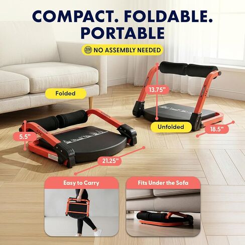 Squatz Ab Machine for Stomach Workout – Core & Sit-Up Exercise Equipment with 3 Resistance Levels for Home Gym, Adjustable Ab Trainer for Full-Body Workout with Automatic Rebound, 350 lbs Capacity in Saudi Arabia