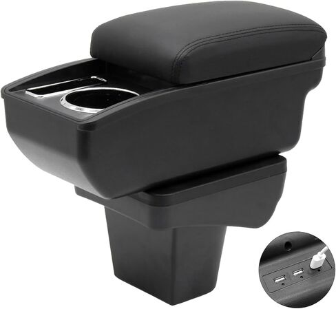 YJYWZH Car Armrest Storage Box for Suzuki Vitara 2015-2019 Double Layer Car Center Console Organizer Armrest Box with 6 USB Ports and Cup Holder Car Interior Accessories(Black Thread) in Kuwait