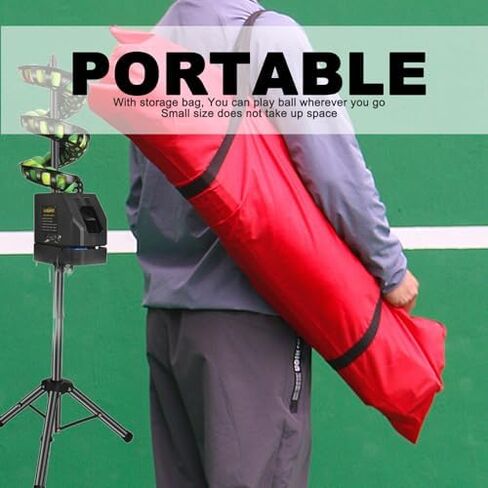 Portable Tennis Ball Machine - Automatic Rotation, 33-Ball Capacity, 3 Serving Frequencies, Perfect for Court Practice, No Net Required, Enhance Your Skills Effortlessly,Withoutcatchingnet in Saudi Arabia