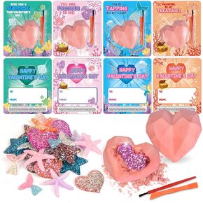 Shemira 24 Packs of Valentine's Day Cards for Kids with Plaster Digging Kits, School Classroom Valentine's Gifts Exchange, Valentine's Party Favors for Kids, Valentine's Greeting Cards Bulk for Kids in Kuwait