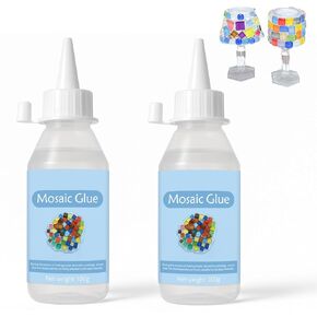 Mosaic Tile Epoxy Adhesive - Non-Toxic Fast-Acting Glue for Crafts, Ceramic & Glass - Waterproof UV Resistant No-Drip Formula, Clear Bond for Wood/Plastic & DIY Art (100ml*2) in Kuwait