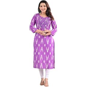 Meyali Kurti للنساء | استقامة من القطن المطبوعة kurtis | 3/4 الأكمام على الطراز الهندي تونك | كورتيس غير رسمي للفتيات in Kuwait