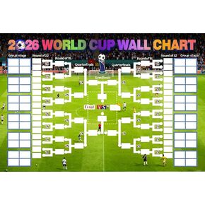 ملصق جدول كأس العالم 2026 - مخطط حائط كبير جدًا مقاس 23.6 × 35.4 بوصة مع تركيبات مكونة من 48 فريقًا وقوس البطولة، هدية للمشجعين in Kuwait