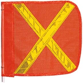 Checkers Heavy Duty Replacement 12" Orange with Yellow X Warning Whip Safety Flag - Industrial Safety Flags for Trucks, Mining, Construction - Made in the USA - FS8025-O in Kuwait