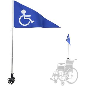علم أمان للكراسي المتحركة مع سارية علم قابلة للسحب بطول 5.3 قدم ومشبك قوي، حامل أعلام للكراسي المتحركة عالي الوضوح، ملحقات أمان للكراسي المتحركة والدراجات البخارية in Kuwait