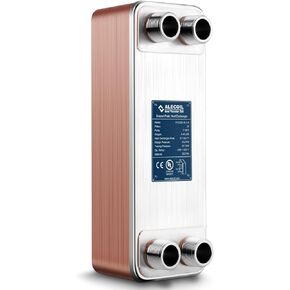 4"x12" 30 Plates Heat Exchanger with 1" MPT Port Water to Water 316L Stainless Steel Brazed Plate Heat Exchanger for Water Heating, Floor Heating, Commercial and Industrial Refrigeration in Kuwait