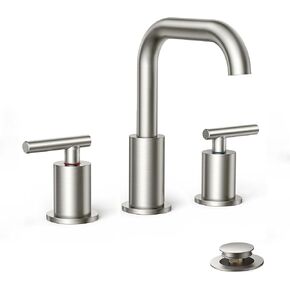 FORIOUS Matte Black Bathroom Faucet 3 Hole Widespread, 8 Inch Bathroom Sink Faucets Two-Handle with Pop Up Drain and Water Supplies for Vanity Restroom RV Lavatory Sink in Kuwait