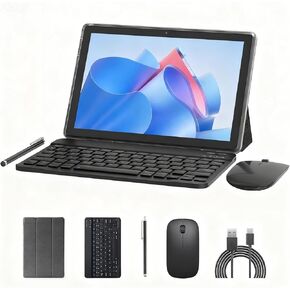 2024 Newest Tablet with Keyboard Tablets 2 in 1 8GB+64GB 10 inch Tablet and Case Mouse Stylus Film Game Android 13.0 Tablets PC 10.1 IPS Screen Tableta Computer 8MP Dual Camera WiFi BT Blue Tab in Kuwait