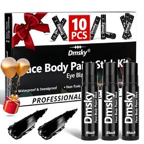 Dmsky 10 Packs Eye Black Sports Stick for Football, Baseball, Softball-Anti-Glare Face Body Paint Stick Kit,Water-Proof Eye Sports Paint Sticks,Eyeblack Painting Kit for Athletes & Fans in Kuwait