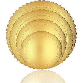 4 قطع من ألواح الكيك، 6، 8، 10 و12 بوصة من الورق المقوى لقاعدة الكيك، قاعدة دائرية لتزيين الكيك، ذهبي in Kuwait