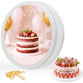 2PCS Cake Boards 10 inch Round, 1/4" Thick White Cake Drums Cake Circles with 2 Decorative Flags for Cake DIY, Dessert, Crafts Display, Birthday, Wedding Round Cake Base in Kuwait