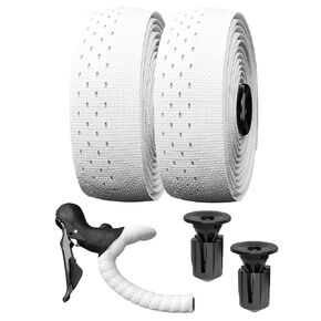 شريط مقود الدراجة لدراجة الطريق، شريط مقود الدراجة EVA مع سطح من السيليكون، شريط قبضة الدراجة غير قابل للانزلاق ممتص للصدمات، مقاوم للبقع، مع مقابس شريط الألومنيوم (مجموعة من 2، أسود) in Kuwait