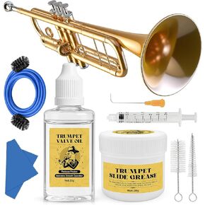 Trumpet Cleaning Kit, Trumpet Care Kit (Valve Oil, Slide Grease, Mouthpiece Brush, Bore Brushe, Piston Brush, Microfiber Cloth, Jnjector and Bent Tube Needle), Maintain Trumpet and Sound Quality in Kuwait