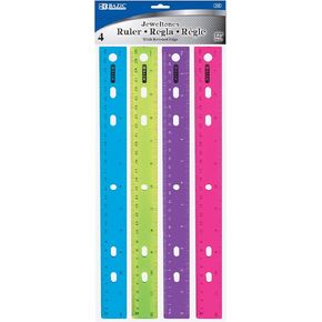 BAZIC Jeweltones Color Plastic Ruler 12" (30cm), Inches Centimeter Metric Measuring Rulers (4/Pack), 1-Pack in Kuwait