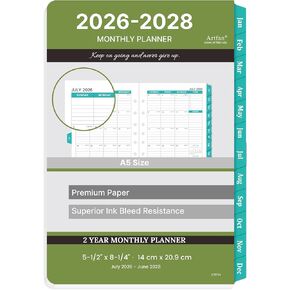 2024-2025 Monthly Planner Refills - Monthly Planner Refills 2024-2025 from Jan.2024 to Dec.2025, 5-1/2" x 8-1/2", A5 Planner Refills, 2024-2025 Weekly & Monthly Planner Refills with 7-Hole Punched - in Kuwait