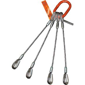 حبال سلكية لجام بأربعة أرجل | 3.5 طن تصنيف عمودي | الثقيلة من كشتبان إلى كشتبان | قطر 5/16 بوصة | طول 6 بوصات | EIPS 6x25 IWRC | كابل تزوير ثقيل للرفع والسحب من Hanes Supply (HSI) in Kuwait
