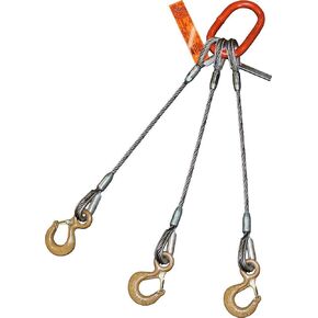 حبال سلكية بثلاثة أرجل | 3.7 طن تصنيف عمودي | خطافات العين مع مزالج الأمان | قطر 3/8 بوصة | طول 3 بوصات | EIPS 6x25 IWRC | كابل تزوير ثقيل للرفع والسحب من Hanes Supply (HSI) in Kuwait