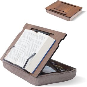 Book Stand with Storage, Book Holder, Reading Stand, Cookbook Holder, Recipe Book Stand, Wooden Book Stands for Reading, Cookbook Stand for Kitchen, Book Holder for Reading in Bed (Walnut) in Kuwait