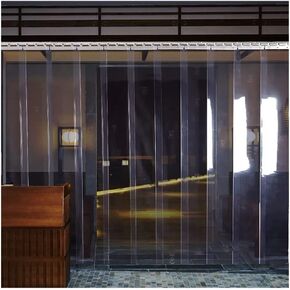 ستارة شريطية شفافة من مادة PVC - شاشة باب من الفينيل مقاومة للخدش للمستودعات والغرفة الباردة ومحل الجزارة - حل مقسم صناعي مقاس 1.8 × 2 متر (12 قطعة) in Kuwait