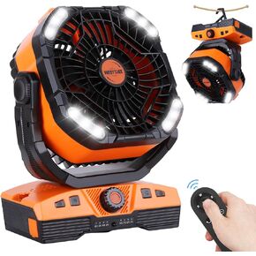 20000mAh Camping Fan Oscillating Portable Fan Battery Powered Fans Rechargeable Camping essentials with Light Hook, 270° Pivot USB Desk Battery Operated Outdoor Tent Travel in Kuwait
