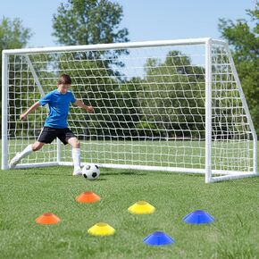هدف كرة القدم NAIZEA - أهداف كرة القدم مقاس 12x6/10x6/8x6/6x4FT للفناء الخلفي، هدف كرة قدم HPVC محمول ومقاوم للطقس مع شبكة كرة قدم متينة للبالغين والشباب للتدريب في الهواء الطلق in Kuwait